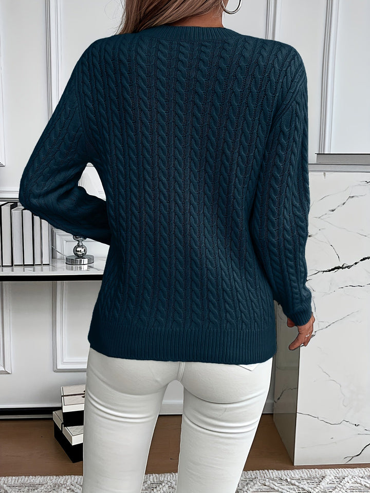 Knitted Sweater for Women | Round Neck & Cable Knit