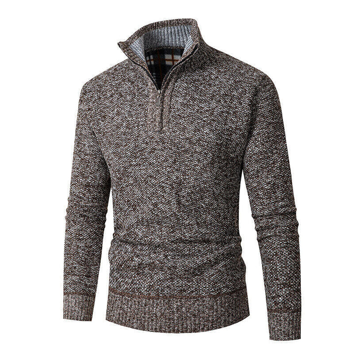 Knitted Sweater for Men | Half Zip with Checked Collar