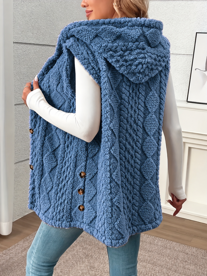 Knitted Vest for Women | With Hood & Button Placket