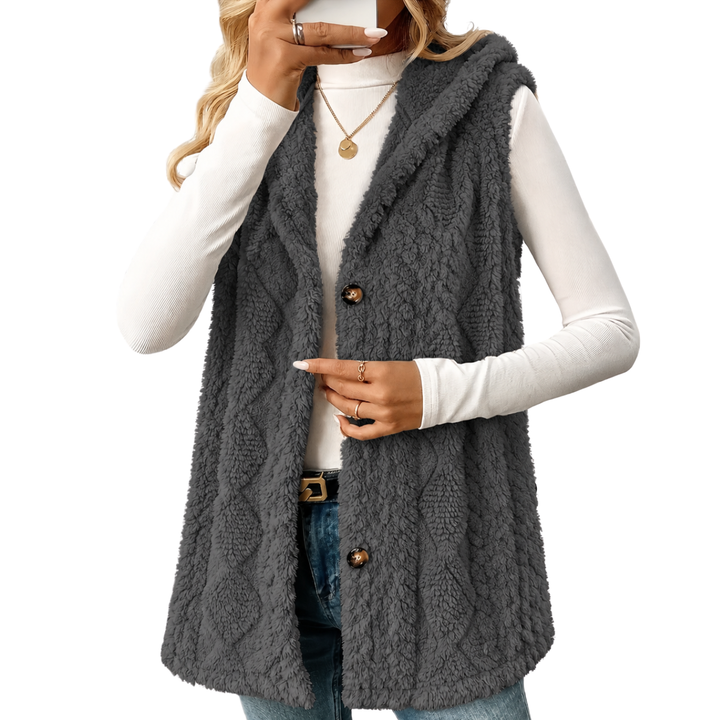 Knitted Vest for Women | With Hood & Button Placket