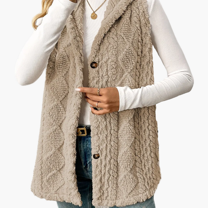 Knitted Vest for Women | With Hood & Button Placket