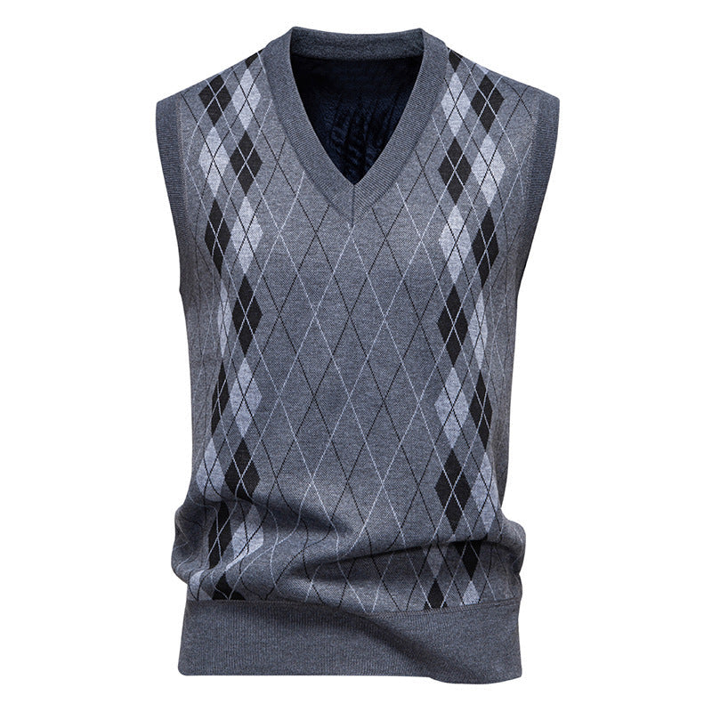 Knitted Vest for Men | Diamond Pattern & Sleeveless