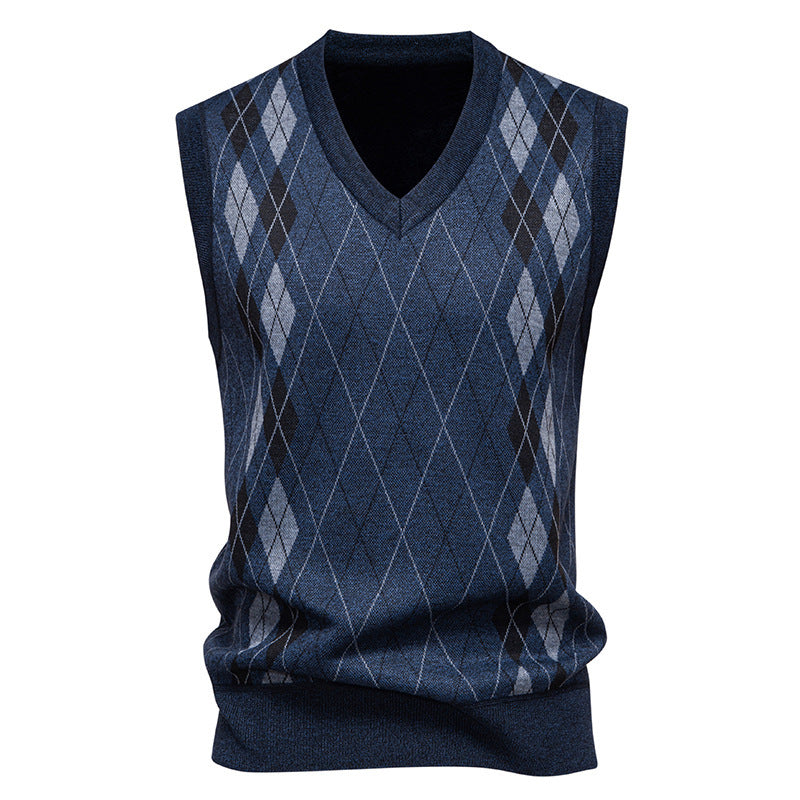 Knitted Vest for Men | Diamond Pattern & Sleeveless
