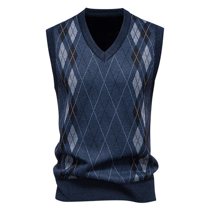 Knitted Vest for Men | Diamond Pattern & Sleeveless