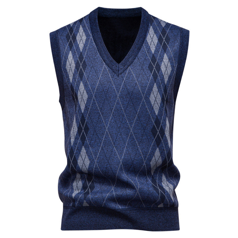 Knitted Vest for Men | Diamond Pattern & Sleeveless