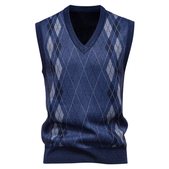 Knitted Vest for Men | Diamond Pattern & Sleeveless