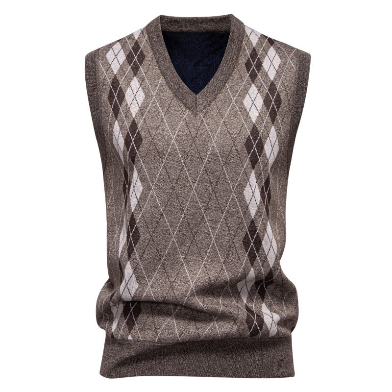 Knitted Vest for Men | Diamond Pattern & Sleeveless