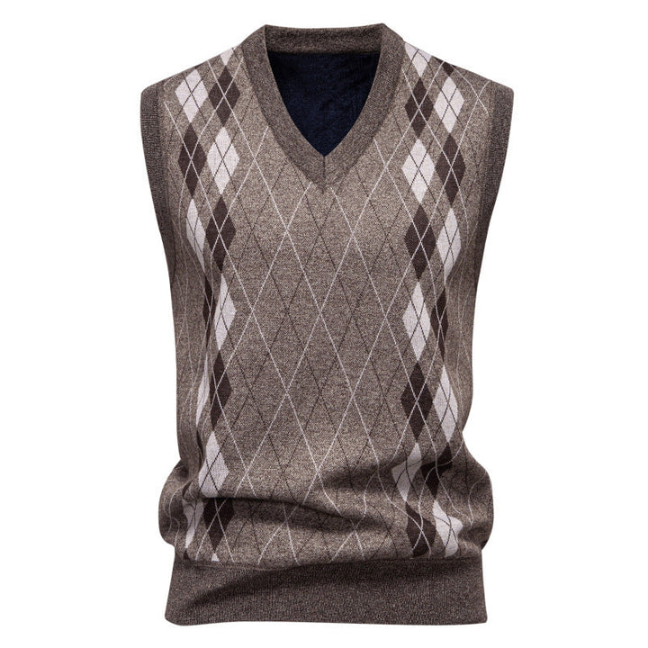 Knitted Vest for Men | Diamond Pattern & Sleeveless