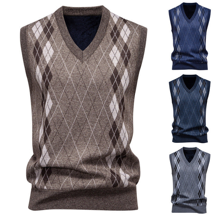 Knitted Vest for Men | Diamond Pattern & Sleeveless