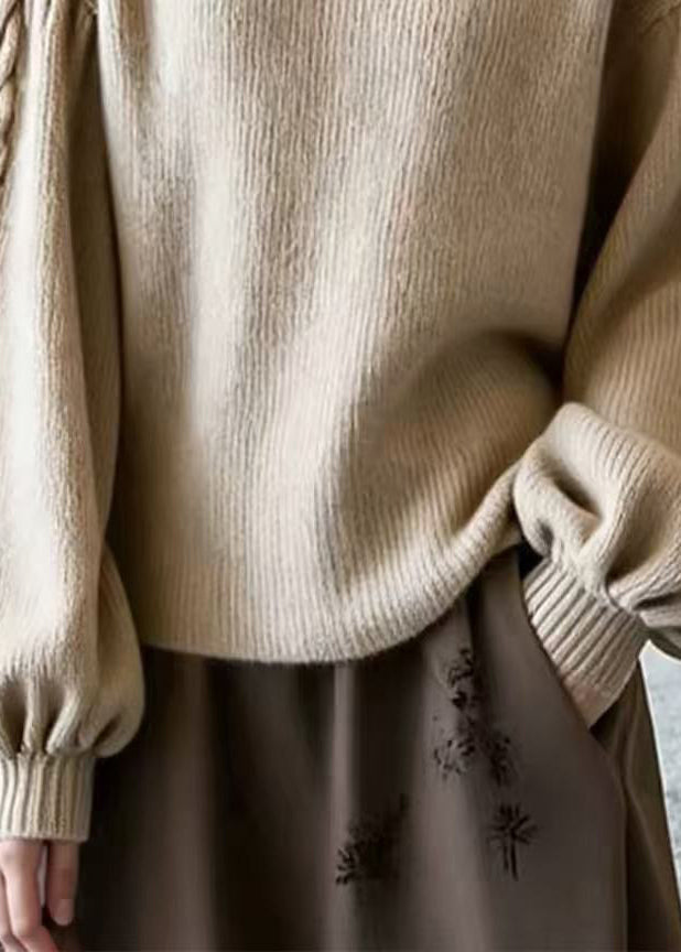 Women's Sweater with Square Neckline and Lantern Sleeves