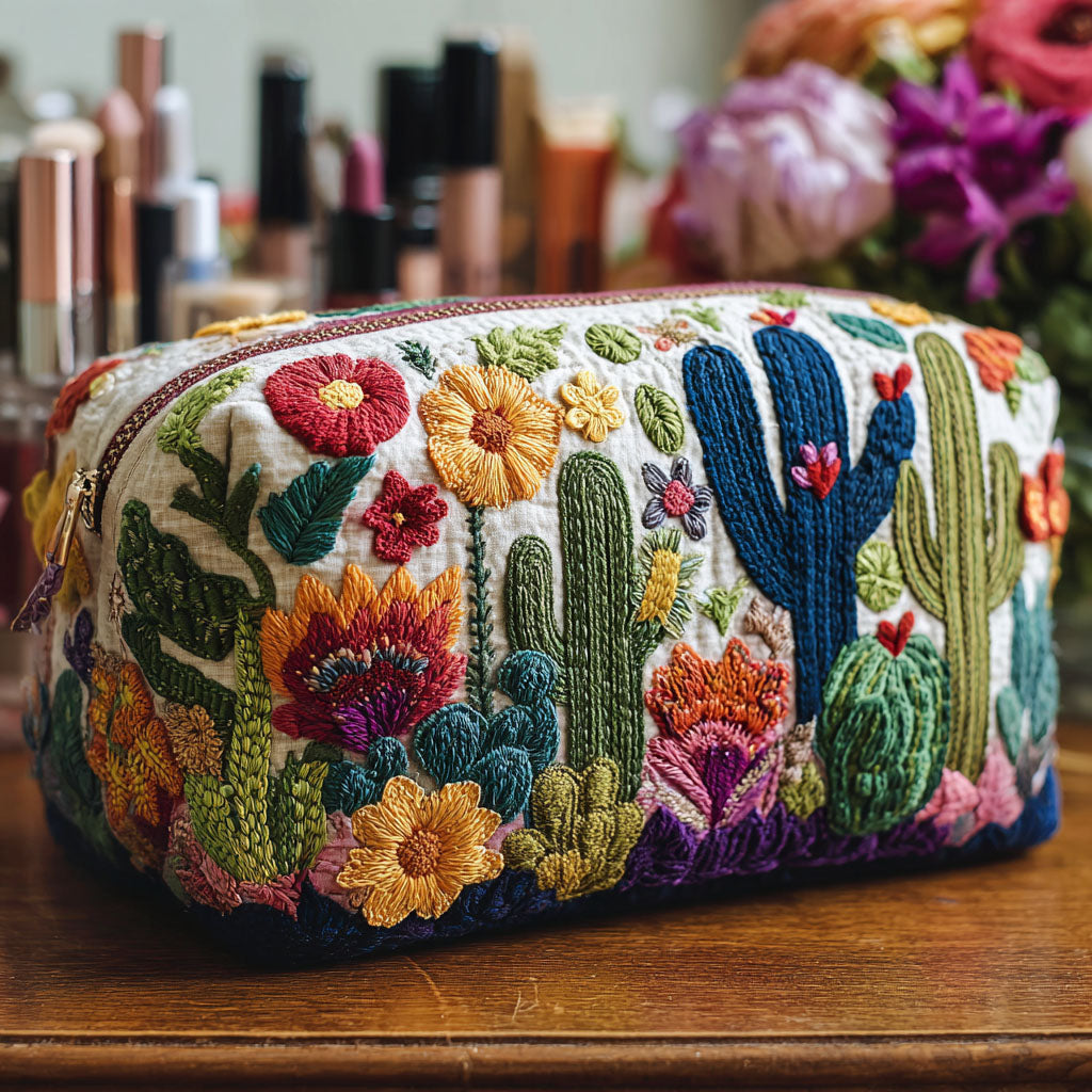 Ariel Succulent Garden Quilted Cosmetic Bag - Elena Harper
