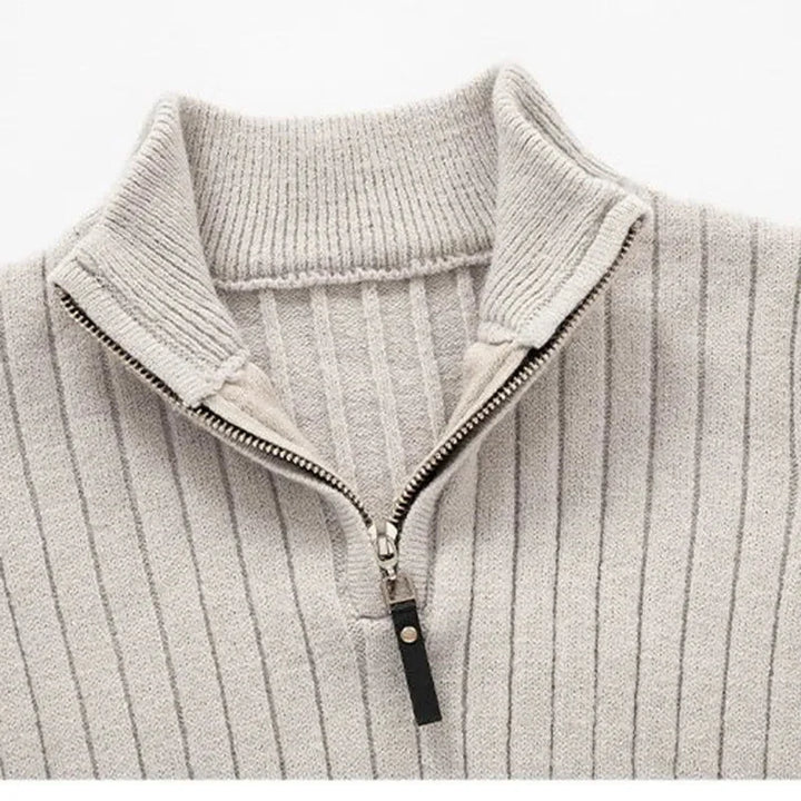 Men's Soft Ribbed Half-Zip Sweater – Spun Blend with High Collar