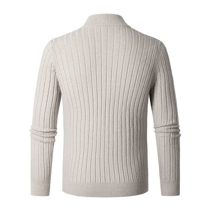 Men's Soft Ribbed Half-Zip Sweater – Spun Blend with High Collar
