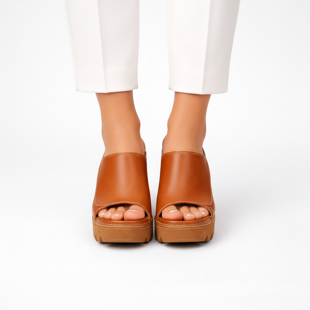 Emma & Rose Cape Town Ellie platform heels in symmetrical front view, showcasing the stylish design and chunky heel.