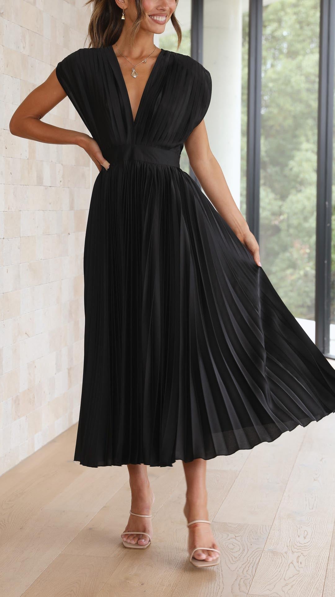 Alexis Elegant Pleated Dress - Elena Harper