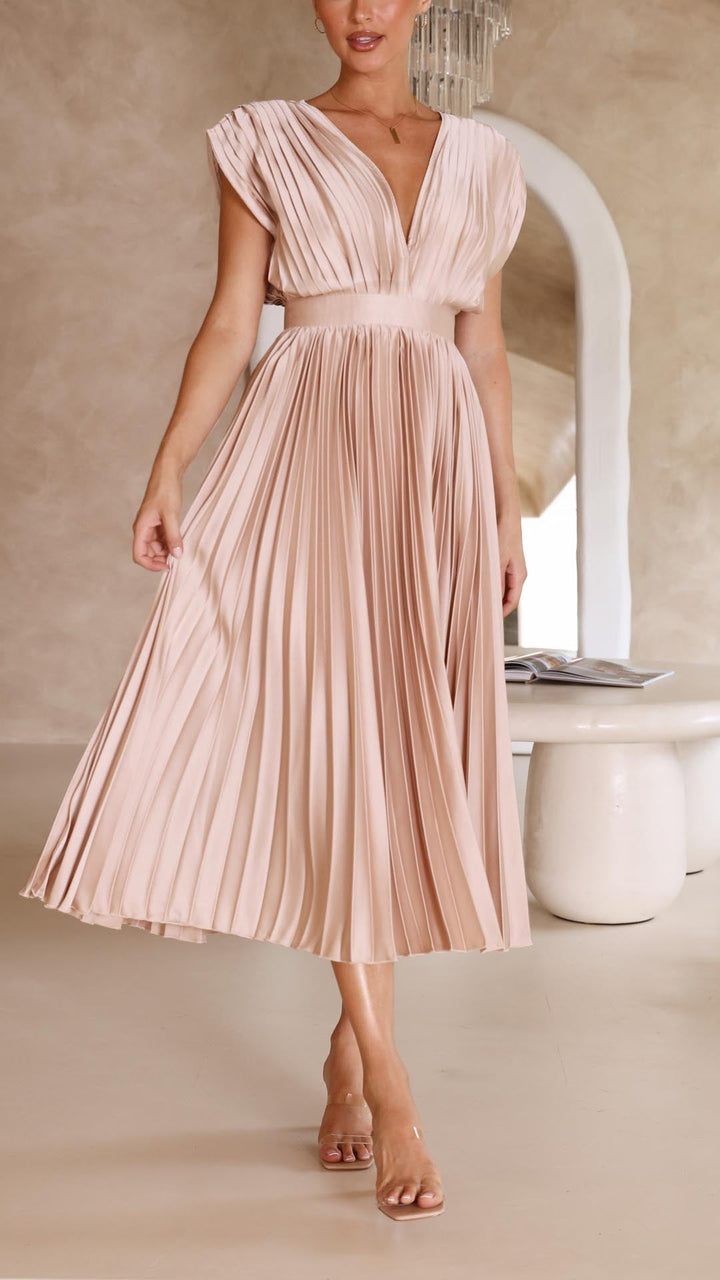 Alexis Elegant Pleated Dress - Elena Harper
