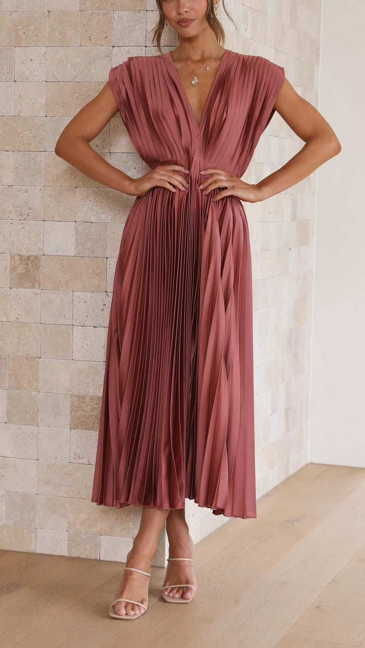Alexis Elegant Pleated Dress - Elena Harper
