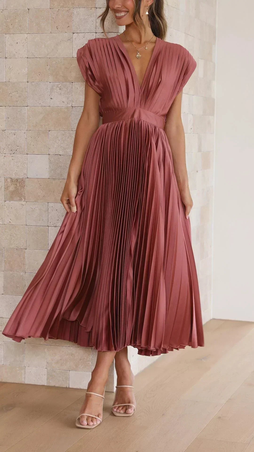 Alexis Elegant Pleated Dress - Elena Harper