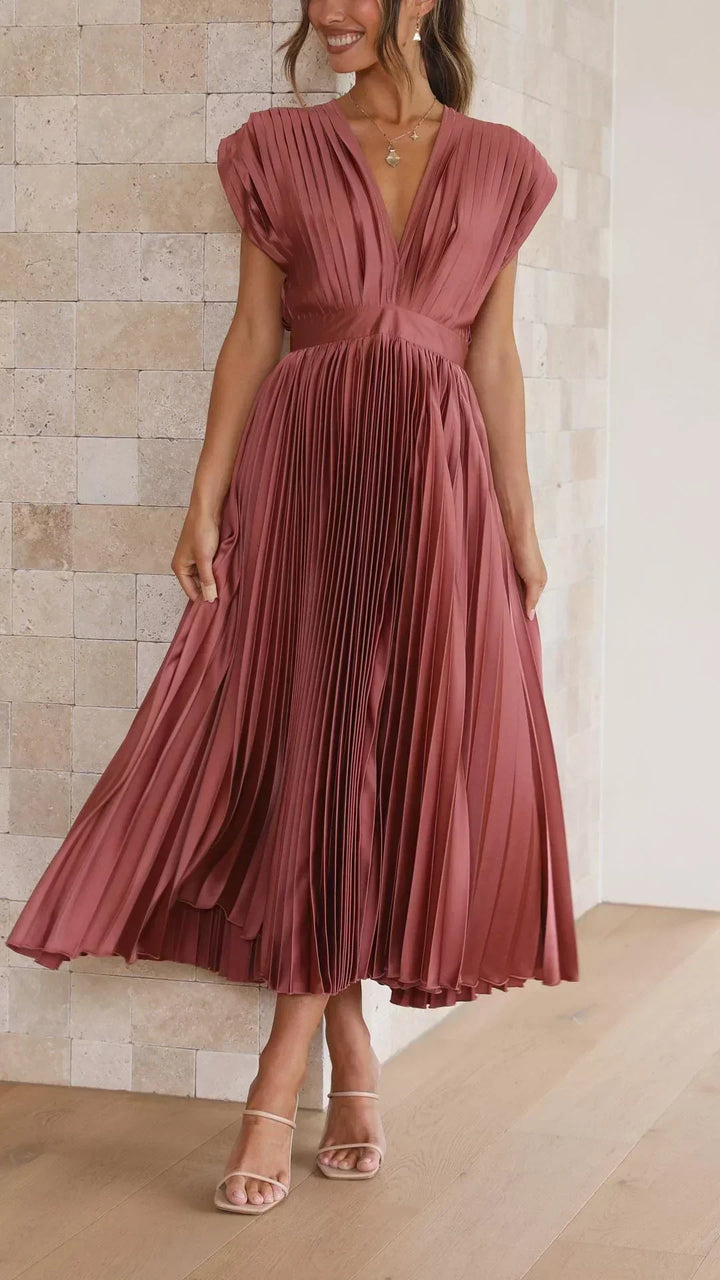 Alexis Elegant Pleated Dress - Elena Harper