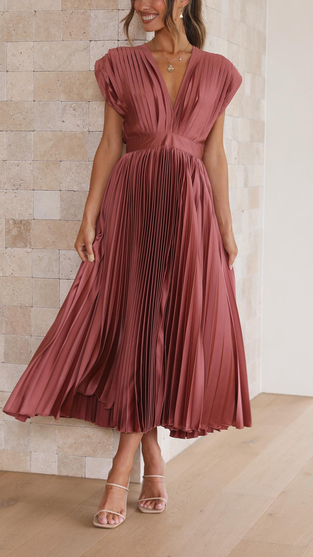 Alexis Elegant Pleated Dress - Elena Harper