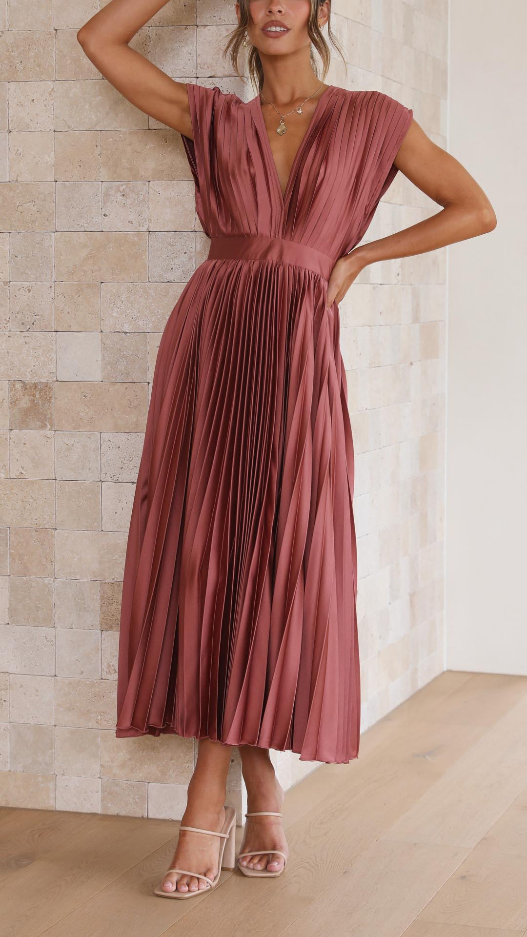 Alexis Elegant Pleated Dress - Elena Harper