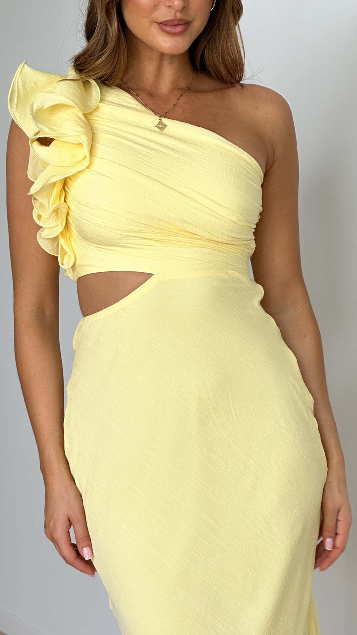 Women's Elegant One-Shoulder Cutout Maxi Dress