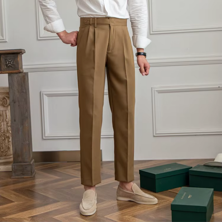 Men's Elegant Pleated Chino Trousers