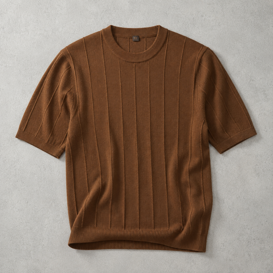 Dinant Wide Rib Knit Short Sleeve Tee