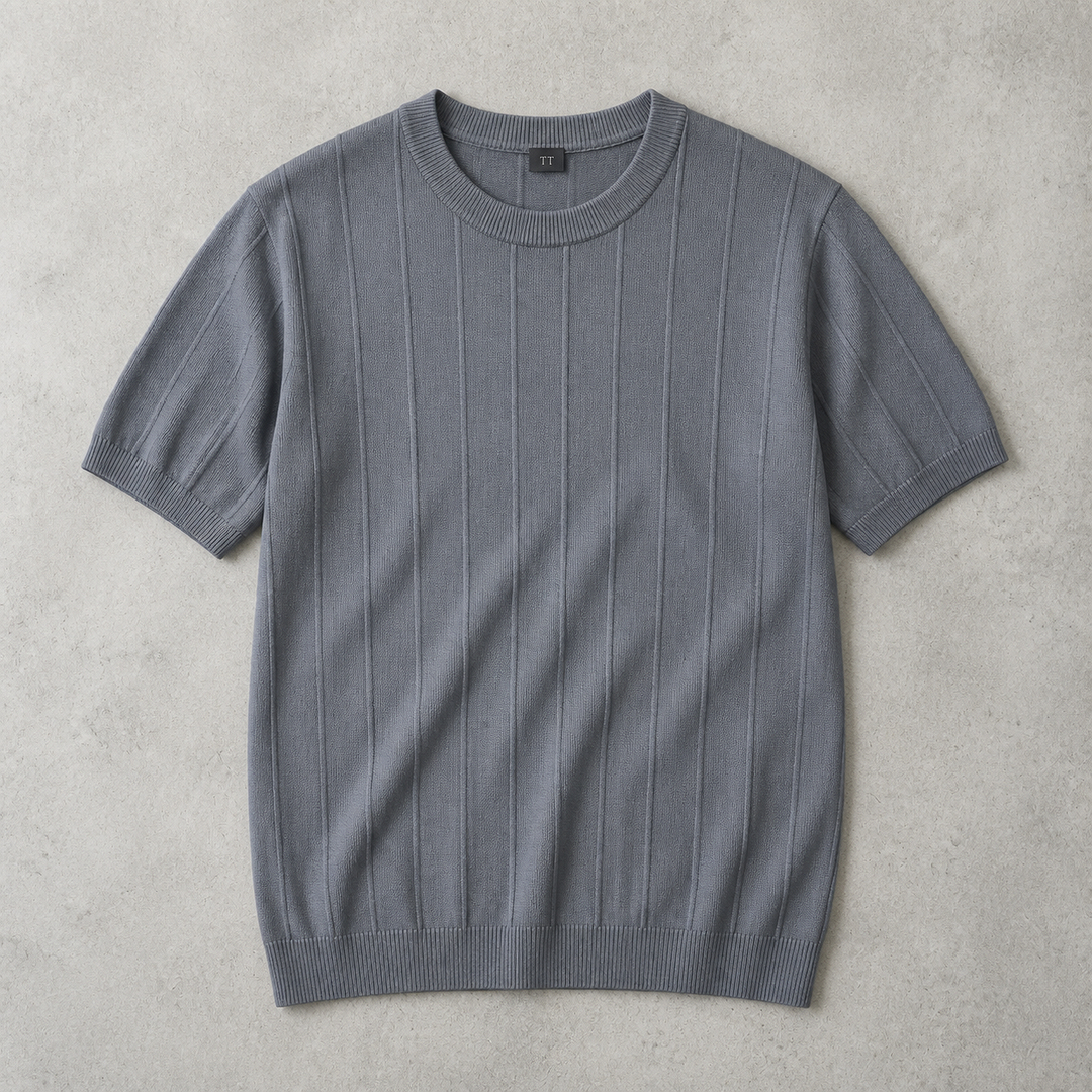 Dinant Wide Rib Knit Short Sleeve Tee