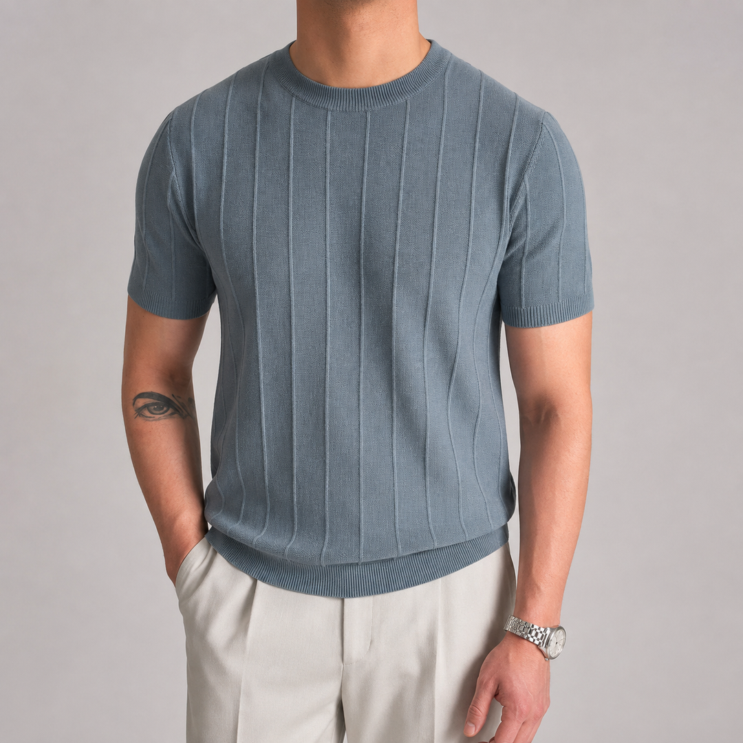 Dinant Wide Rib Knit Short Sleeve Tee