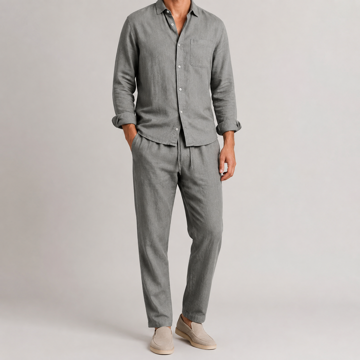 Ferrara Linen Blend Two Piece Shirt and Trouser Set