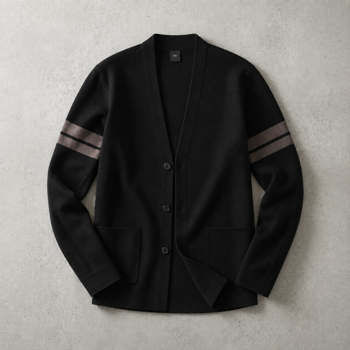 Biarritz Stripe Sleeve Knit Cardigan, view 2 - Elena Harper