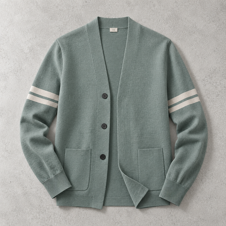 Biarritz Stripe Sleeve Knit Cardigan - Elena Harper