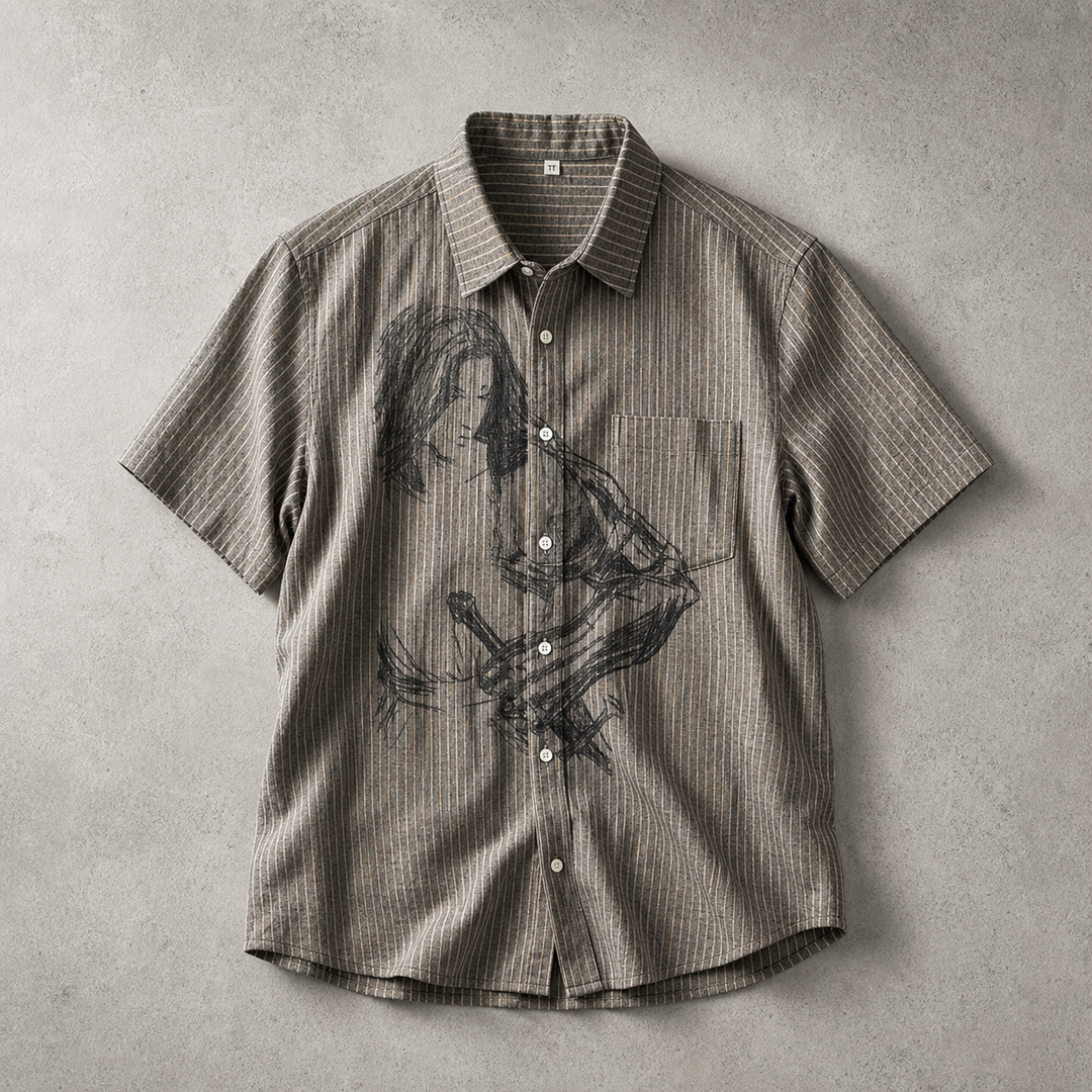 Bibury Striped Sketch Print Shirt - Elena Harper