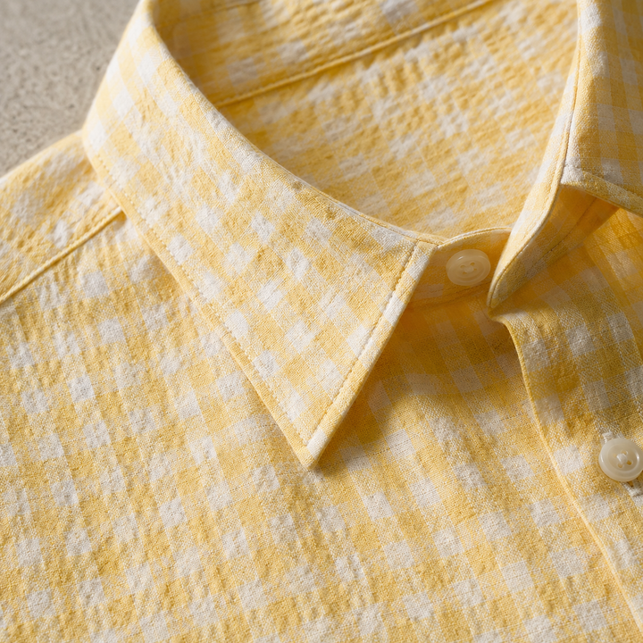 Dartmouth Yellow Gingham Short Sleeve Shirt