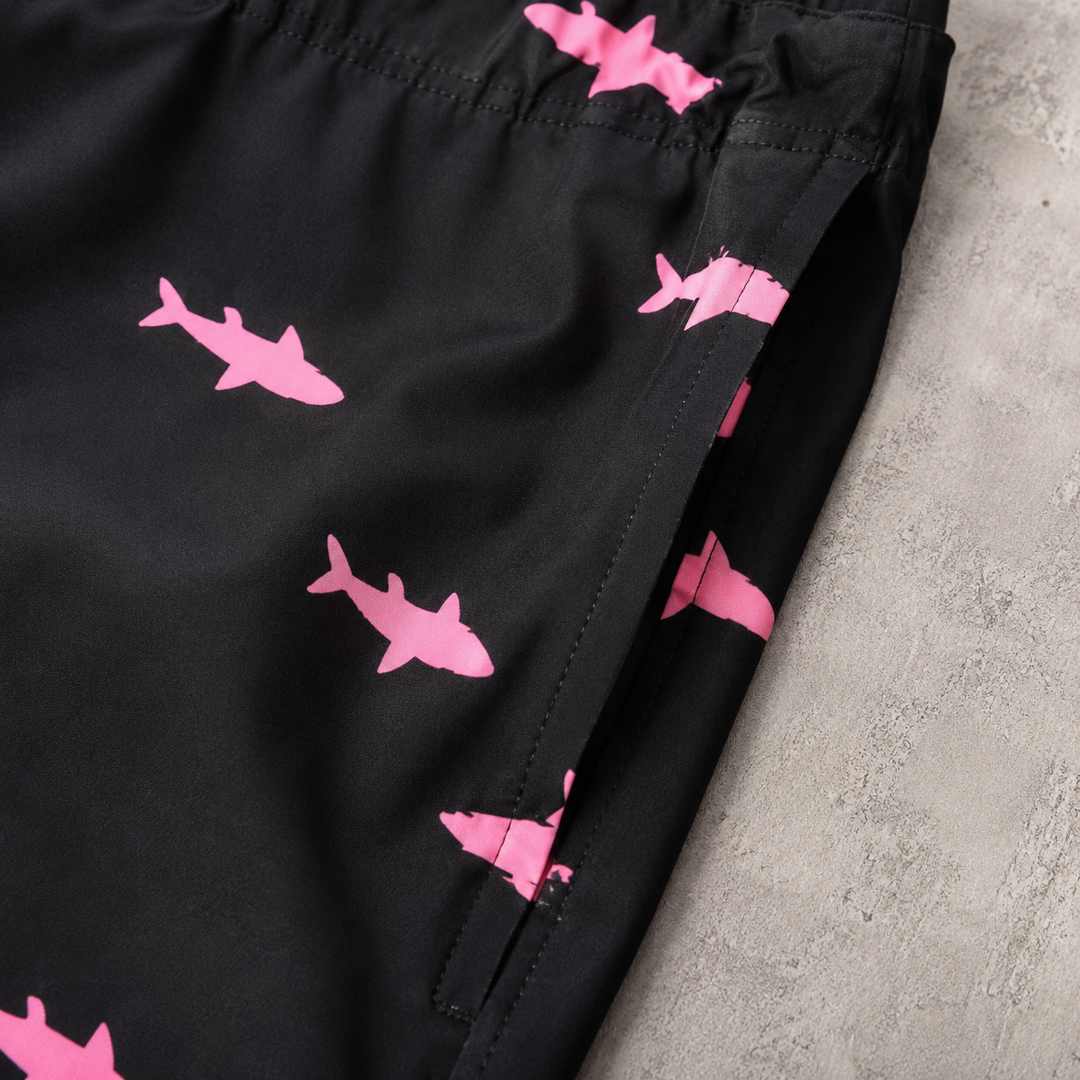 Trapani Shark Print Lined Swim Trunks