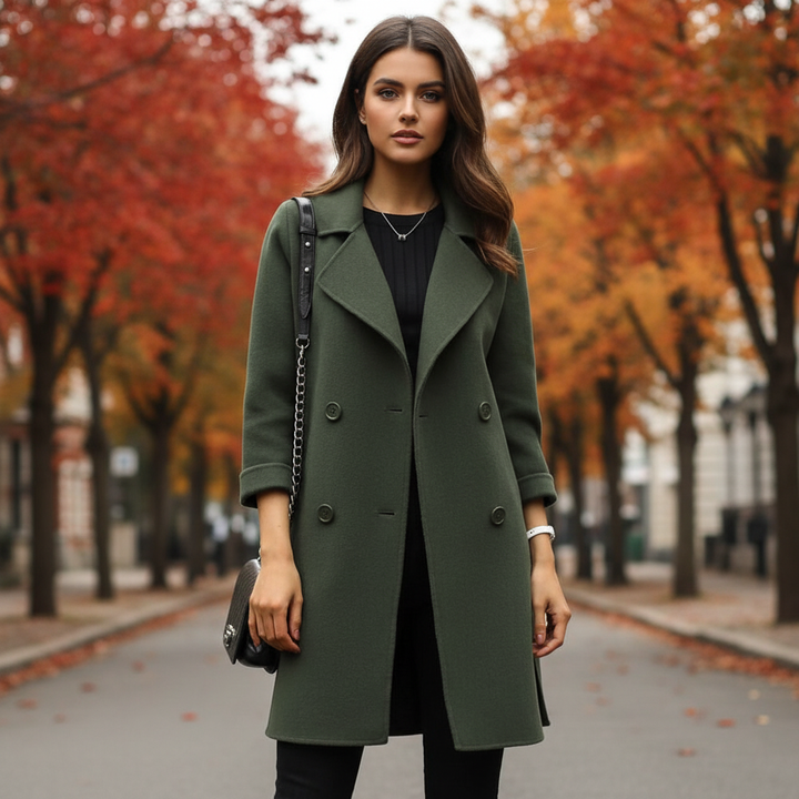 Women's Double Breasted Longline Coat Florentina, view 4 - Elena Harper