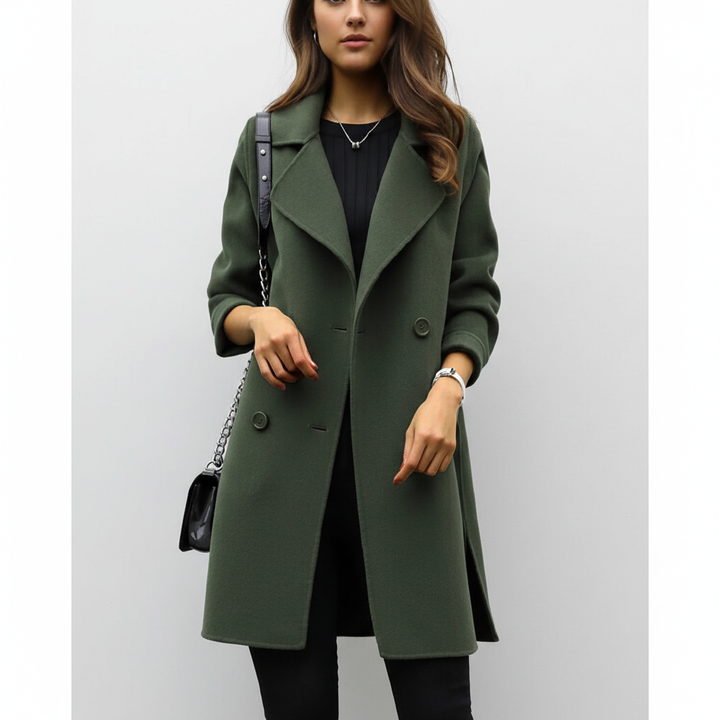 Women's Double Breasted Longline Coat Florentina, view 5 - Elena Harper
