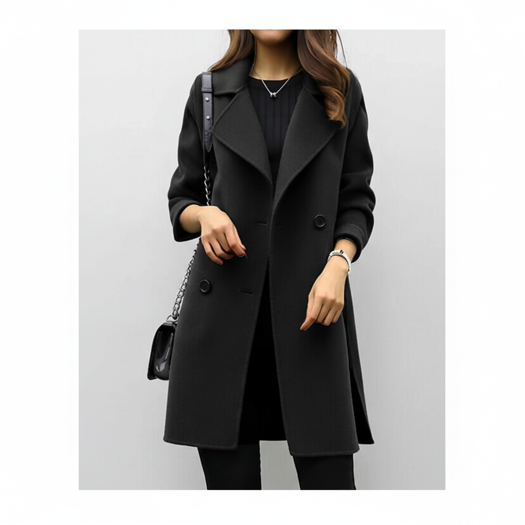 Women's Double Breasted Longline Coat Florentina, view 3 - Elena Harper