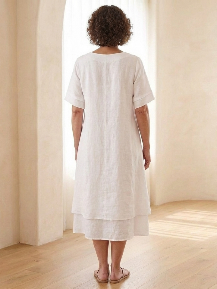Cressida Layered Short Sleeve Midi Dress - Elena Harper