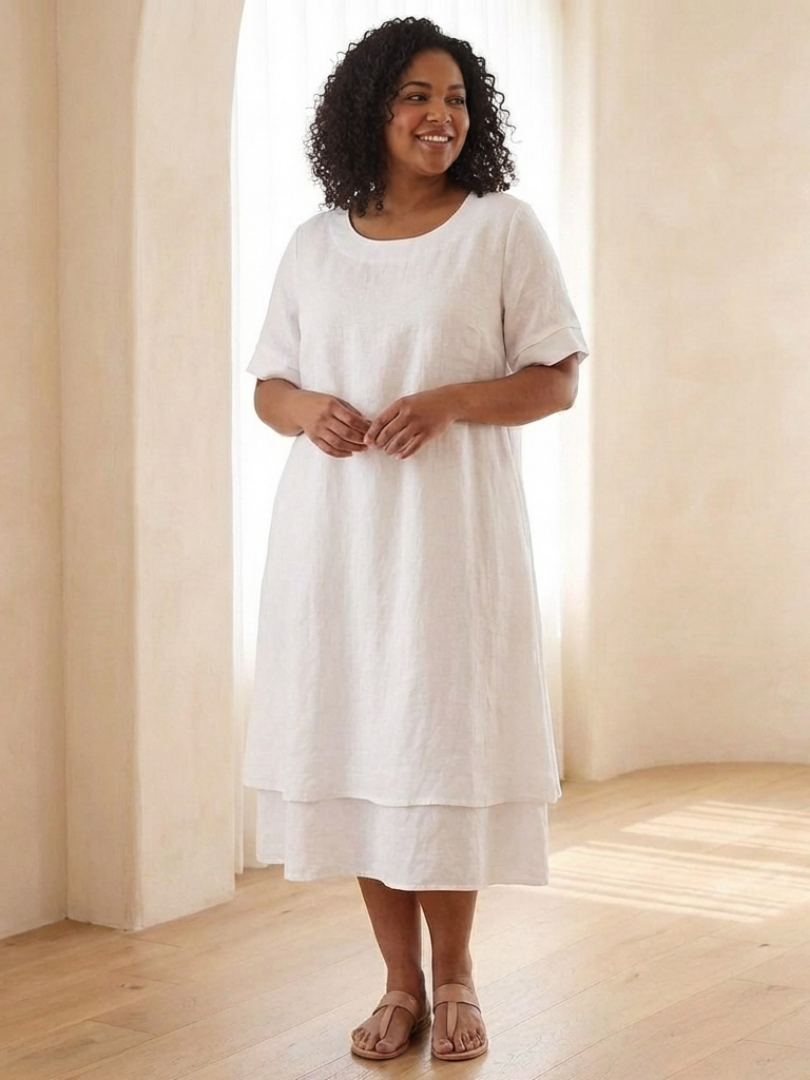 Cressida Layered Short Sleeve Midi Dress - Elena Harper