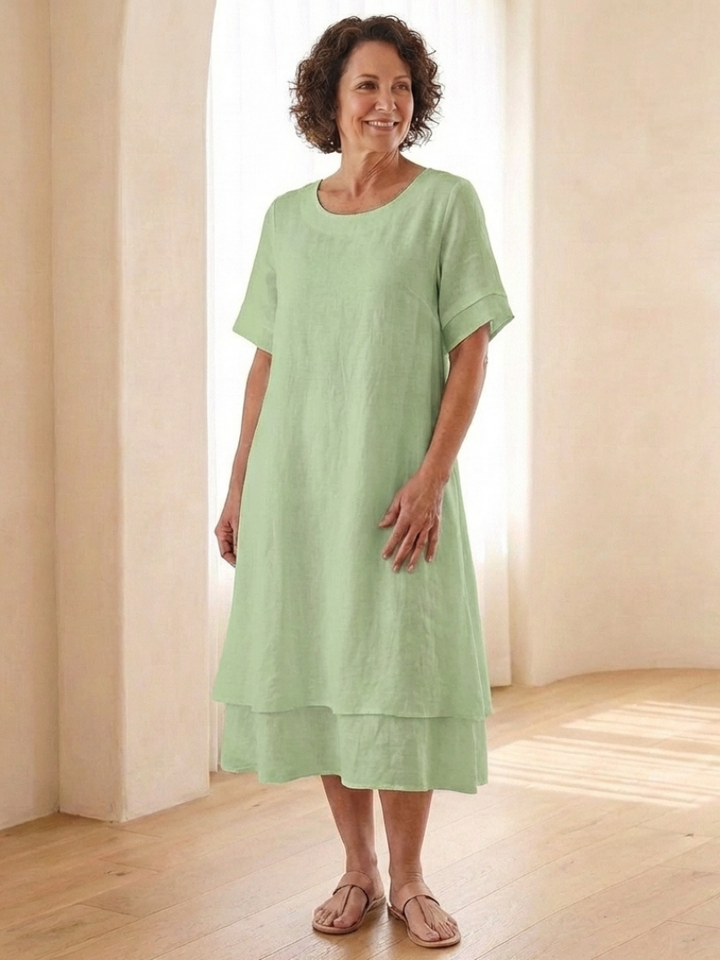 Cressida Layered Short Sleeve Midi Dress - Elena Harper