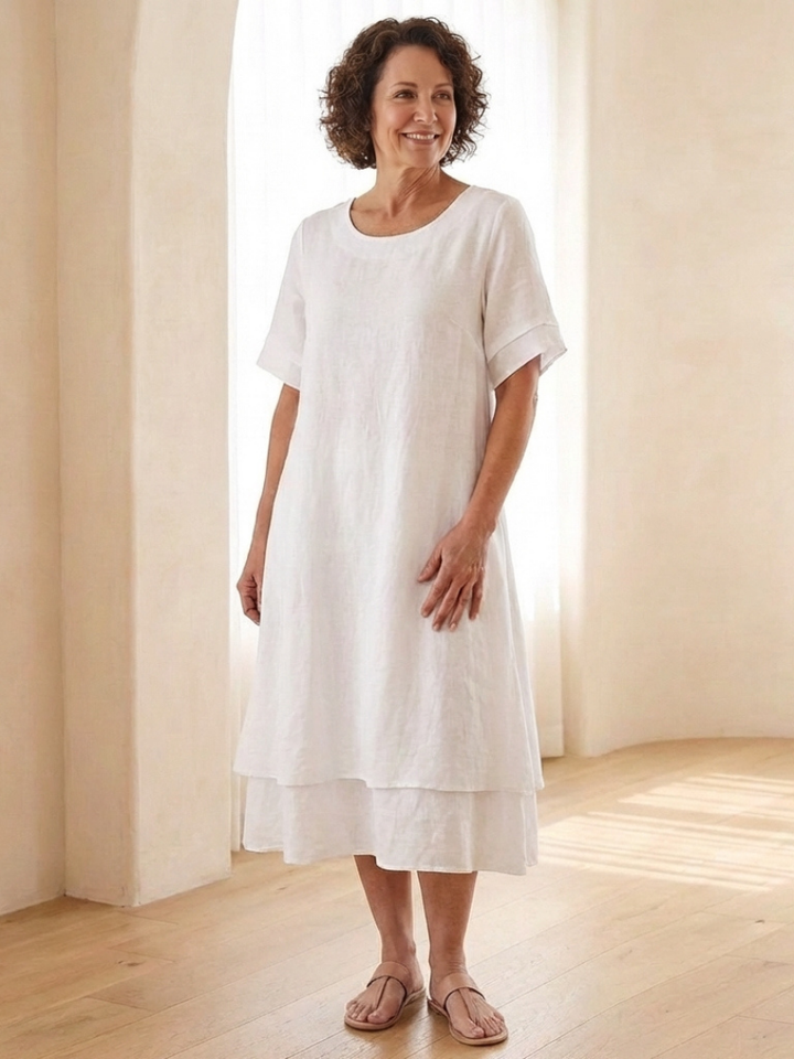 Cressida Layered Short Sleeve Midi Dress - Elena Harper