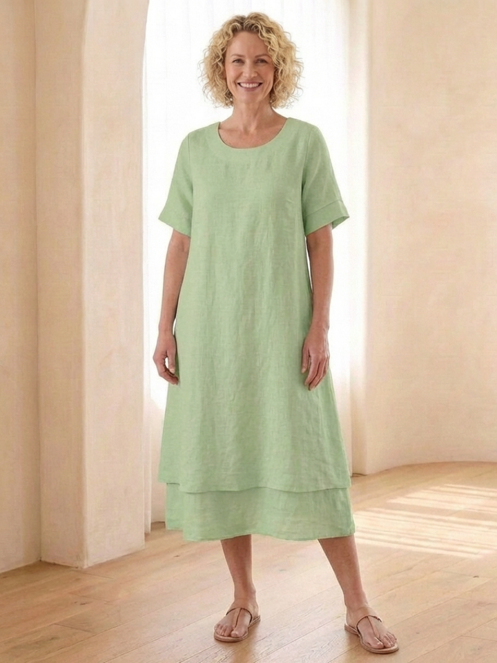 Cressida Layered Short Sleeve Midi Dress - Elena Harper