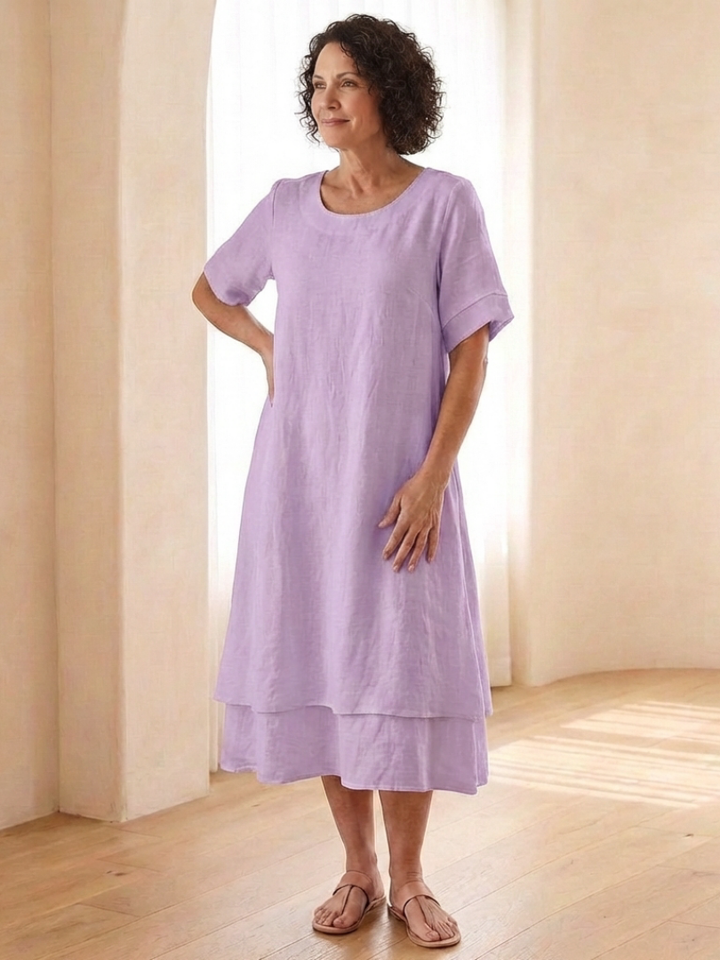 Cressida Layered Short Sleeve Midi Dress - Elena Harper
