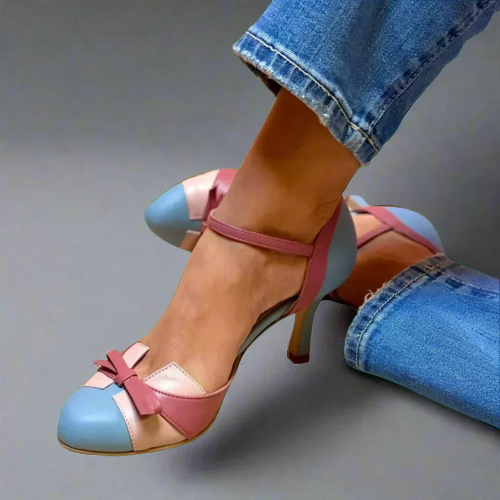 Elegant Two-Tone High Heels for Women Chic and Comfortable Closed-Toe Heels - Elena Harper