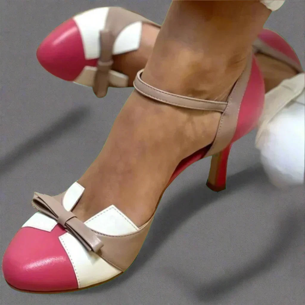 Elegant Two-Tone High Heels for Women Chic and Comfortable Closed-Toe Heels, view 2 - Elena Harper