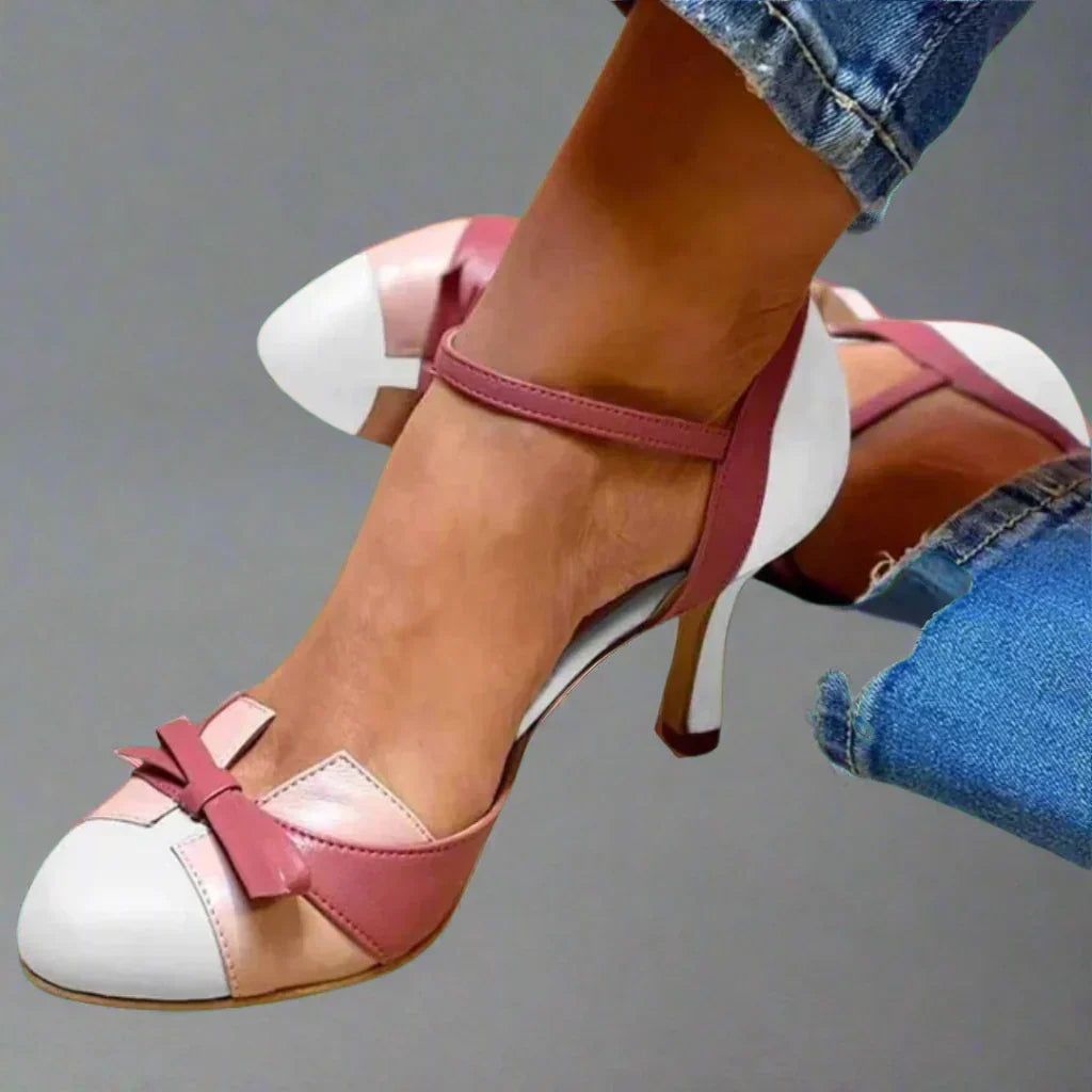 Elegant Two-Tone High Heels for Women Chic and Comfortable Closed-Toe Heels, view 3 - Elena Harper