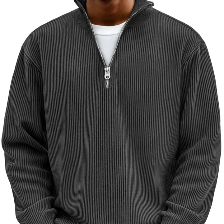 Men's Jumper | Ribbed Long-Sleeved Jumper with Half Zip