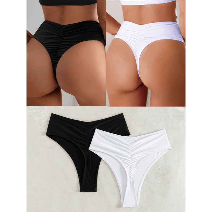 Emma & Rose Manhattan Franziska™ high-waist bikini bottoms with a stylish, comfortable fit, shown with a lightweight tunic overlay.